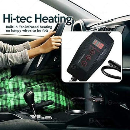 ZONETECH Car Travel Blanket  Green Plaid Premium Quality 12V Polar Fleece Material Automotive Comfortable Great for Winter, Cold Days and Nights, Road Trips