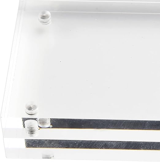 1pc Transparent Acrylic Picture Frame, Frameless Clear Frame Double Sided Magnetic Frame, Free Standing Desktop Display Stand Acrylic Frame (Thickness: 10+10mm)(10 x 15cm)