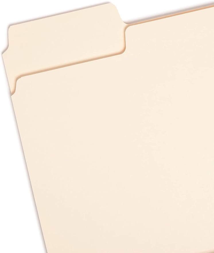Smead SuperTab Heavyweight File Folder, Oversized 1/3-Cut Tab, Letter Size, Manila, 50 Per Box (10334)