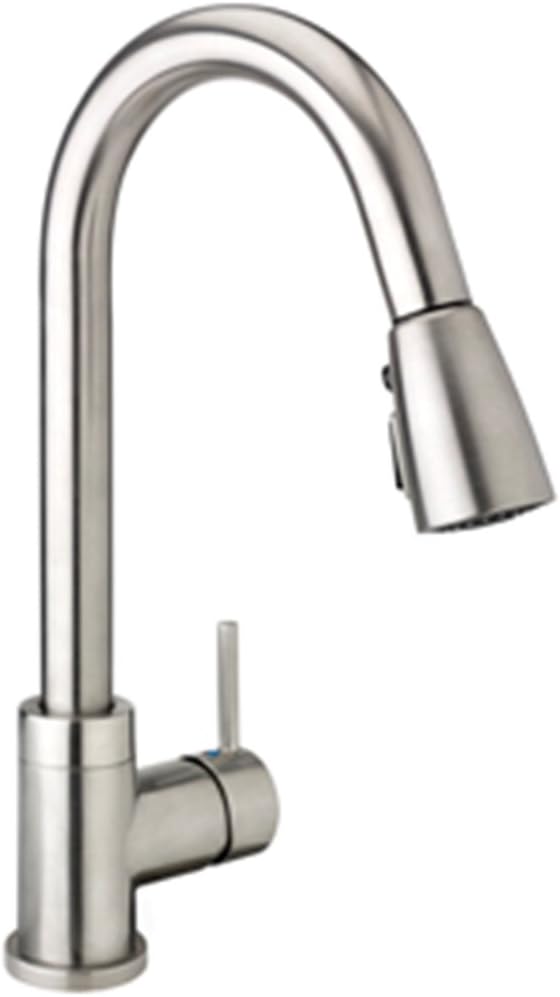 Plumb Pak URB78CBN Single Handle Pull Down Kitchen Faucet with Dual Spray Pattern and Pause Button, Brushed Nickel
