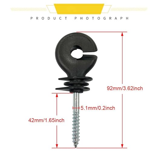 15 Pack Electric Fence Insulator Black Screw-in Nail Insulators Fence Post Insulator Ring Holder for Electric Fence Polywire Electric Fencing Aluminum Wire Poly Wires Garden Wooden Posts Stakes