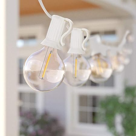 GOOTHY 50Ft LED String Lights, G40 LED Outdoor String Lights with 22 Shatterproof Globe LED Bulbs (2 Spare), IndoorOutdoor Decoration String Lights for Patio Garden Bistro Backyard -White Wire