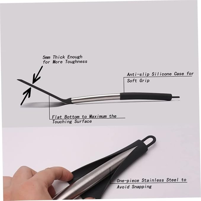 Silicone Slotted Spatula Non-Stick Heat-Resistant Stainless Steel Cooking Spatula Silicone Kitchen Baking Utensil Set