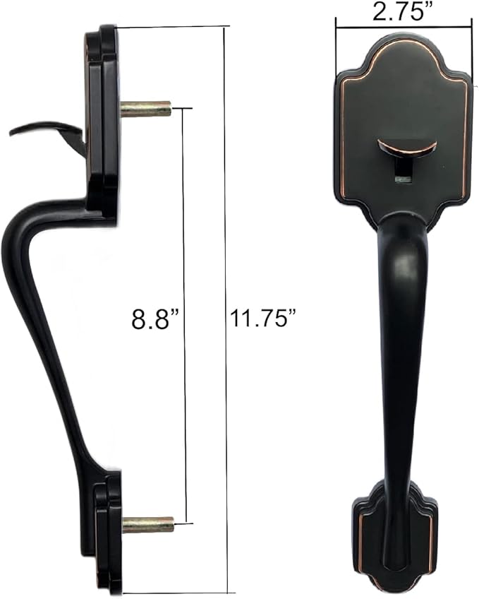SCYAN Front Door Entry Handleset with Knob, H4 Single Latch Exterior Door Entry Handle with Door Knob, Entry Door Lock Handle Set Non Handed for Left and Right Handed Doors (Aged Bronze)