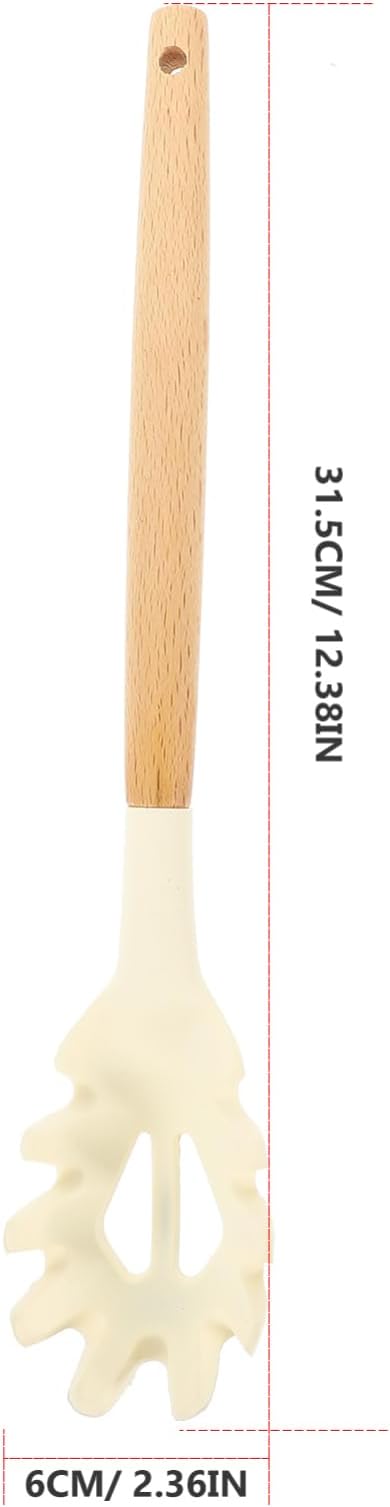 Silicone Pasta Fork, Kitchen Heat Resistant Noodle Spoon Server, BPA Free Spaghetti Strainer,12.8 inch