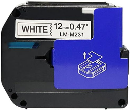 Compatible M231 1/2" (12mm) Black on White M Series P-Touch Tape - LM-M231