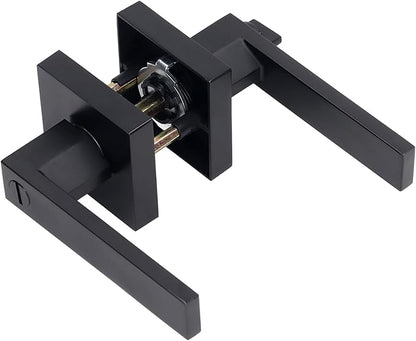 Door Lever Zinc Alloy Brass Sturdy Black Modern Look Indoor Door Handle for Passage Closet Corridor