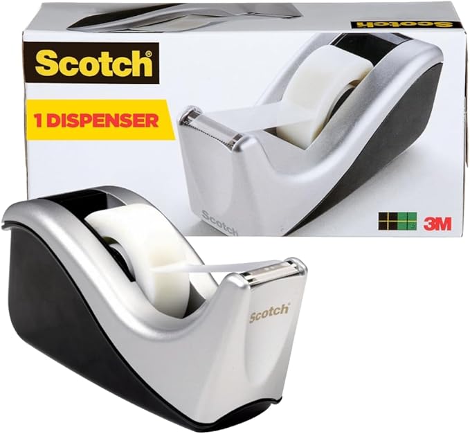 Scotch Desktop Tape Dispenser, Silvertech Two-Tone (C60-ST)