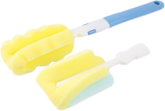Qtqgoitem 2 in 1 Plastic Antislip Handle Bottle Cup Clean Sponge Brush Yellow (model: aaa 238 ac4 495 c1b)