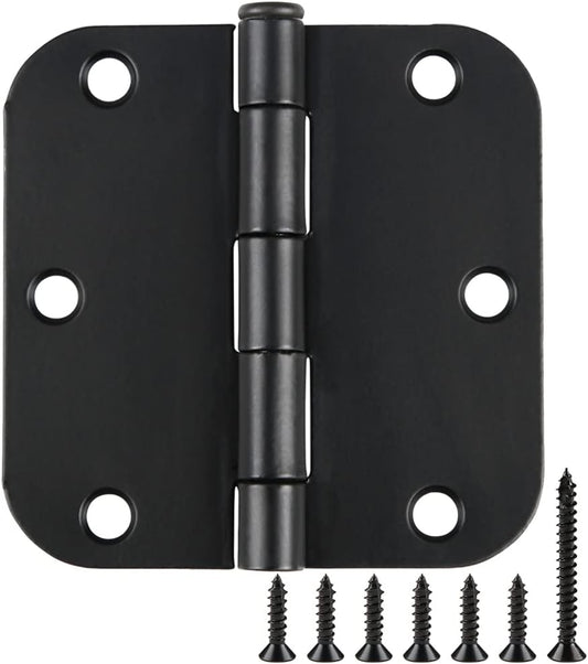 TDCHinges Matte Black 30 Pack 3.5" Door Hinges with 5/8" Radius Corner and Removable Pin