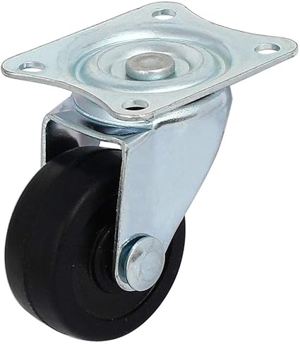 1.25-inch Dia Casters Rubber Single Wheel Rectangle Swivel Plate Trolley Casters Plate Casters Pulleys 2pcs
