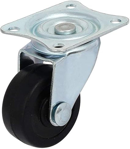 1.25-inch Dia Casters Rubber Single Wheel Rectangle Swivel Plate Trolley Casters Plate Casters Pulleys 2pcs