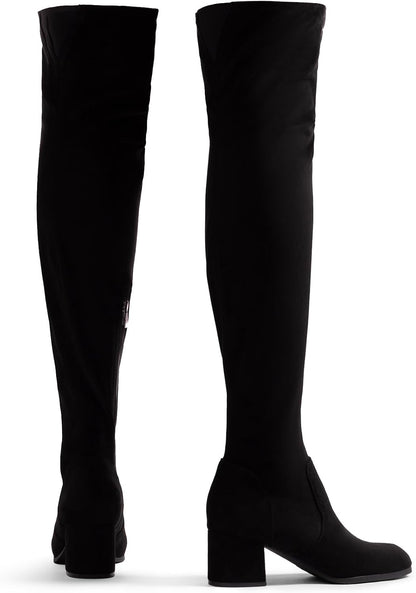 Size 5.5, DREAM PAIRS Women's Laurence Over The Knee Thigh High Chunky Heel Boots Long Stretch Sexy Fall Boots.