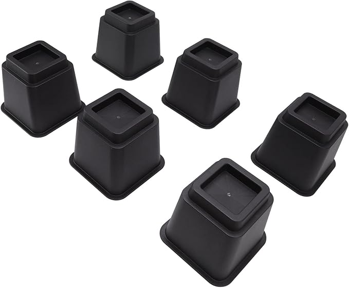 Jonlaki Bed Risers, 6pcs Plastic Sofa Risers 5in Furniture Risers Furniture Risers Bed Sofa Table Couch Chair Bed Raisers Blocks Couch Risers for Home Office Black