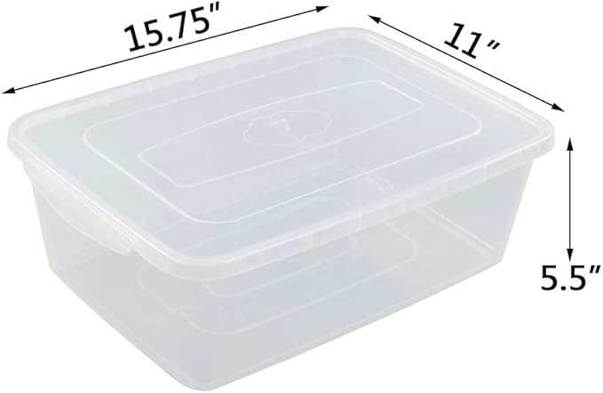 Plastic Latching Box, Multi-Purpose 16 Quart Clear Storage Bin, 2 Packs