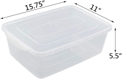 Plastic Latching Box, Multi-Purpose 16 Quart Clear Storage Bin, 2 Packs