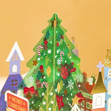 3D Pop up Handmade Greeting Cards with Envelop for Christmas Stocking Stuffers Creaive Vivid Stylish Greeting Cards Image Arts Nice Gift (Christmas Town)