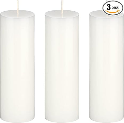 Mega Candles 3 pcs Unscented Solid White Pillar Candles, Hand Poured Premium Wax Candle 2 Inch x 6 Inch, Home Decor, Spas, Weddings, Celebrations, Party, Centerpieces, Holidays, Vigils, Prayers