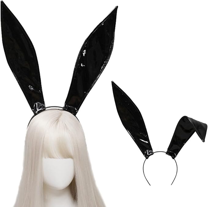 Bunny Ears Headband Women Bendable Leather Cute Headbands Halloween Party Rabbit Teens Cosplay Hair Accessory