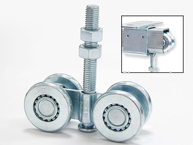 Trolley Assembly, Silent Roller Wheels for 1-34"" Wide and 2-14"" or Taller Shed Sliding Door, Rail Hanging Track, Electro-Galvanized Zinc Barn Door Hardware Kit, Silver, JHD294