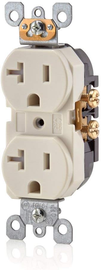 Leviton T5820-T, 20 Amp Tamper-Resistant Duplex Outlet, Light Almond