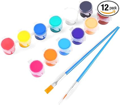 Khakho 12 Color Paint Set for Kids,Washable Watercolor Paint Sets for Artists Beginners Painting on Canvas Wood Clay Fabric Ceramic Craft (Art Paints)