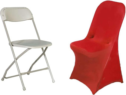 Efavormart 6 PCS Red Premium Spandex Stretch Folding Chair Cover, Fitted Folding Chair Cover