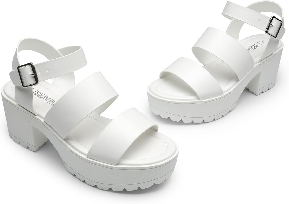 Platform Heels for Women Lightweight Chunky Open Toe Stylish Comfortable Fisherman Sandals with Adjustable Ankle Strap