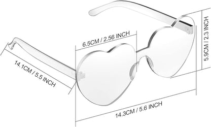 Maxdot Heart Shape Sunglasses Rimless Transparent Heart Glasses Colorful Party Favors