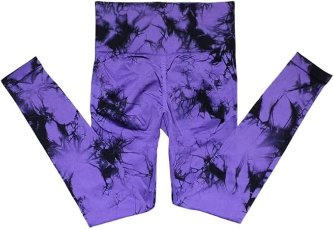 Seamless Smiley Face Tie-Dye Yoga Pants, High-Waist Peach Butt Leggings with High Elasticity for Fitness