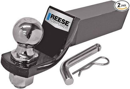 Trailer Hitch Ball Mount Starter Kit, Fits 2 Inch Square Receiver, 2 Inch Drop, 6,000 lbs. Capacity, Includes 2 Inch Trailer Ball and Pin & Clip, Black