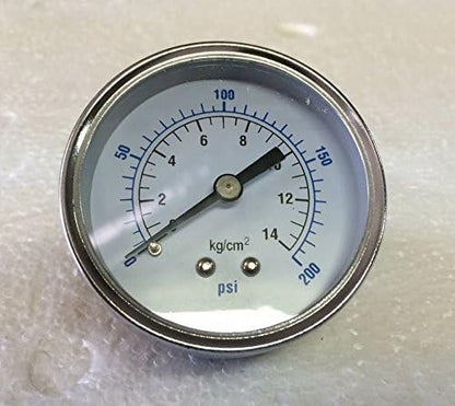 Air Compressor PressureHydraulic Gauge 2.5" Face Back Mount 14" NPT 0-200 PSI