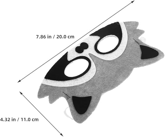 8 pcs Felt Animal Masks: Cartoon Raccoon Half Face Masks Halloween Cosplay Eye Covers for Jungle Themed Birthday Party Decoration Supplies