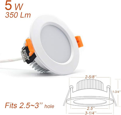 2.5 inch Dimmable LED Recessed Lighting, 5W Retrofit Downlight, 6000K Daylight White, CRI 80 with LED Driver, as AC 110V Ceiling Light Fixture for Living Room, Kitchen, Bedroom, Hallway, 4 Pack