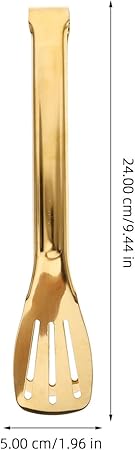 Unomor Thickened 304 Stainless Steel 3-Line Food Clamp for Steak Barbecue Meat Bread Cake Kitchen Tongs Elegant Gold Color