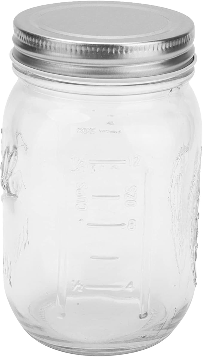 500ml Food Storage Jar Clear Glass Canning Transparent Honey Dispenser Jar with Sealed Lid for Honey Jam Dry Food Fruite Sauces, Honey Pot with Scale, Honey Pot with Scale, 500ml Food Storage Jar
