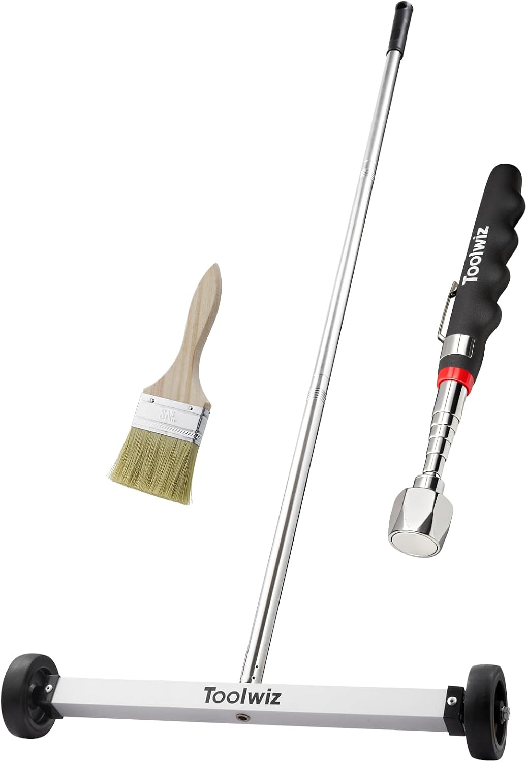 Toolwiz 17" Rolling Magnetic Sweeper 8.8lbs, with 16 lbs Telescopic Magnetic Pick Up Tools (all included)