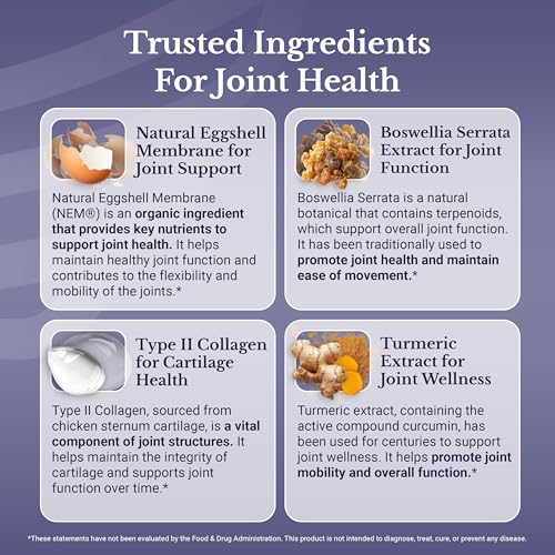 Joint Complex - Joint & Cartilage Health - Joint Support Supplement with Calcium, NEM Eggshell Membrane, Boswellia Serrata - Knee Supplements for Men & Women, 60 Capsules