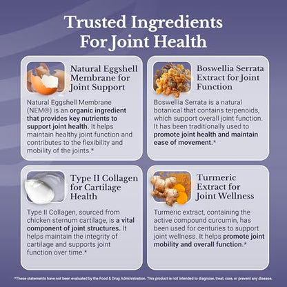 Joint Complex - Joint & Cartilage Health - Joint Support Supplement with Calcium, NEM Eggshell Membrane, Boswellia Serrata - Knee Supplements for Men & Women, 60 Capsules