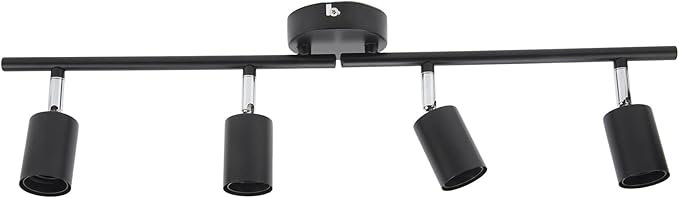 Asixxsix 4 LED track lighting lights, 60 W adjustable LED Folding roof directional lighting accessory kit black for kitchen, gallery, dining room