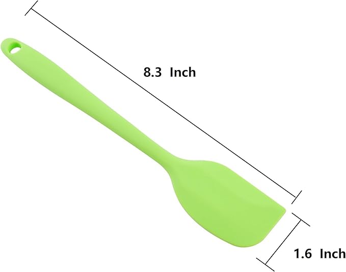 Spatula, 8.3 x 1.6 Inch Silicone Spatula Non Stick Cookware Food Grade Heat Resistant Spatulas for Cooking Baking Mixing, Dishwasher Safe (Green)