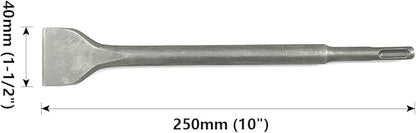 1-12 Inch SDS-Plus Tile  Concrete Thinset Scaling Chisel Bit for Floor and Wall Tile Concrete Mortar Thinset Brick 10 Inch Long Flat Chisel Bit 40 x 250mm (1.5" x 10") Chipping Bit