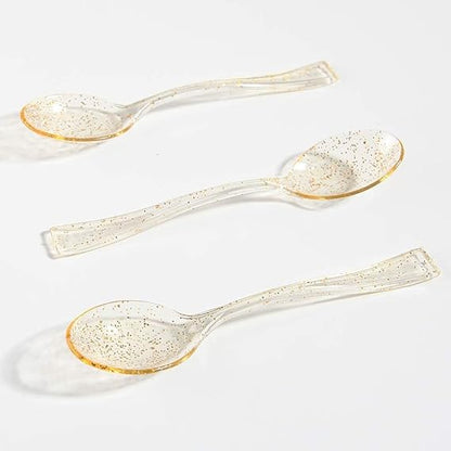 Gold Glitter Premium Quality Mini Spoons, 20 Count