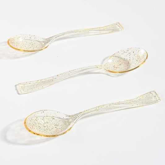 Gold Glitter Premium Quality Mini Spoons, 20 Count