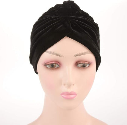 beauty YFJH Pleated Stretch Ruffle Women's Velvet Chemo Turban Hat Wrap Cover