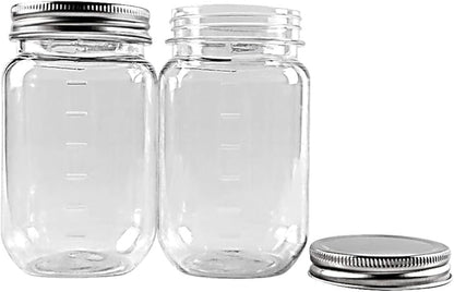 novelinks 16 Ounce Clear Plastic Jars Containers With Screw On Lids - Refillable Round Empty Plastic Slime Storage Containers for Kitchen  Household Storage - BPA Free (10 Pack)