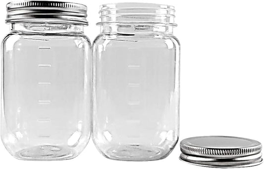 novelinks 16 Ounce Clear Plastic Jars Containers With Screw On Lids - Refillable Round Empty Plastic Slime Storage Containers for Kitchen  Household Storage - BPA Free (10 Pack)