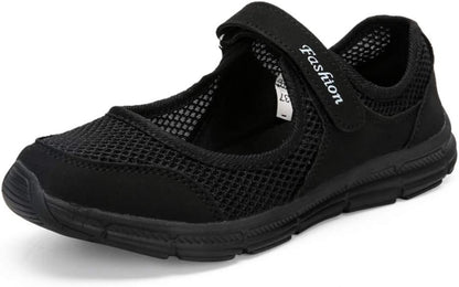 SAGUARO Women's Breathable Walking Shoes Ladies Fashion Mary Jane Sneakers Adjustable Working Nurse Shoes Lightweight Flats Roll.