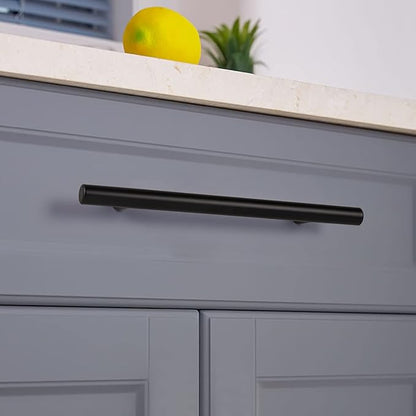 Probrico 15 Pack5" Hole Centers Flat Black Modern Cabinet Pulls Drawer Handle Kitchen Cupboard T Bar Dresser Pull Stainless Steel Cabinet Hardware, 7-12 Total Length