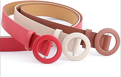 Familyhouse Women's Non-porous PU Leather Belt Waist Belts with Round Buckle Waistband for Dresses Jeans